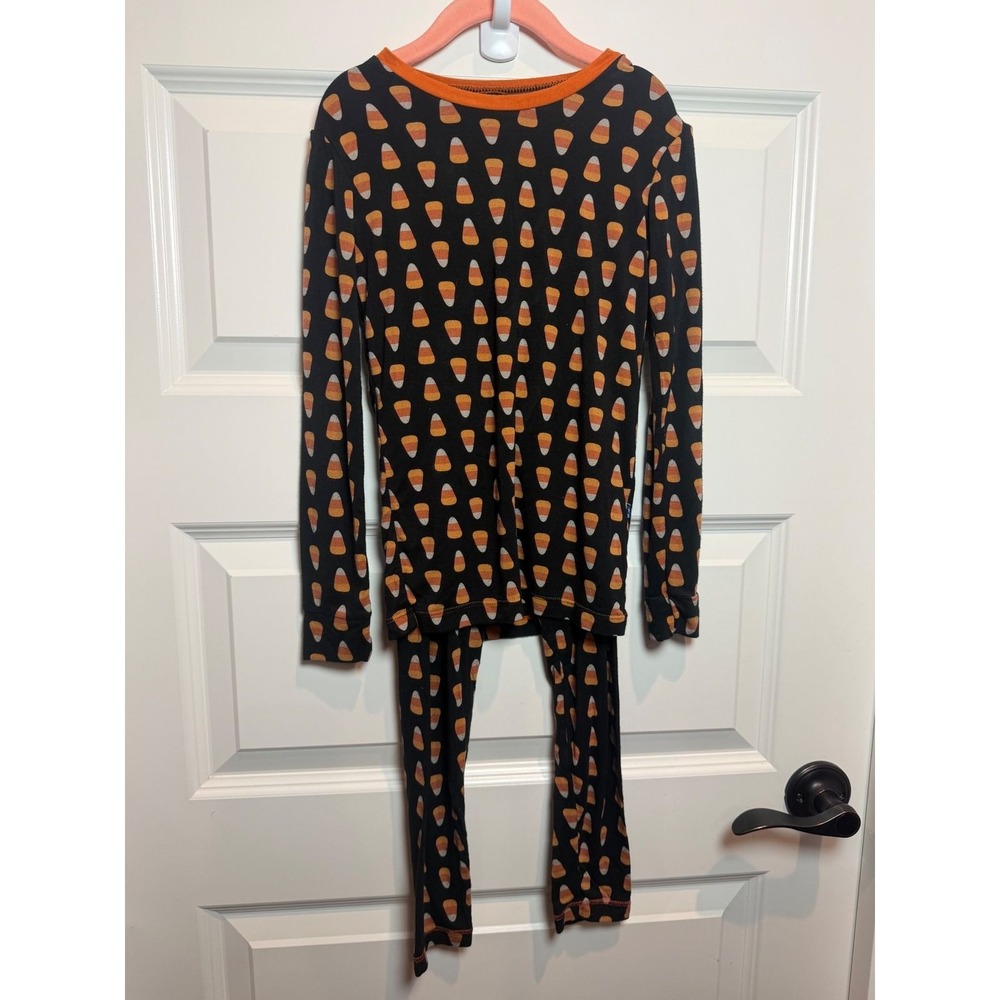 KicKee Pants Kids Black Candy Corn Bamboo Viscose Pajama Set Size 8 Halloween